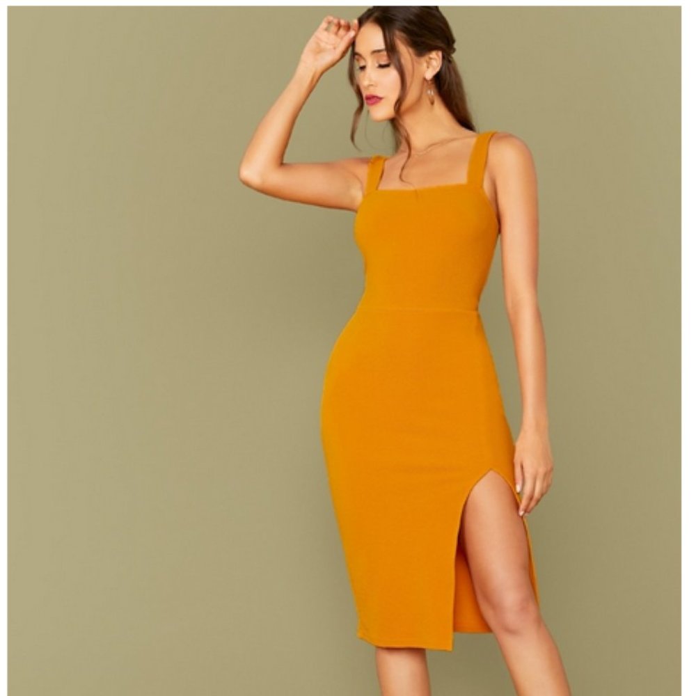 SHEIN Slit Knee-Length Bodycon Dress
